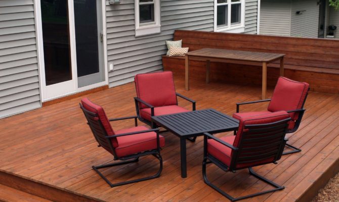 chairs and table on deck