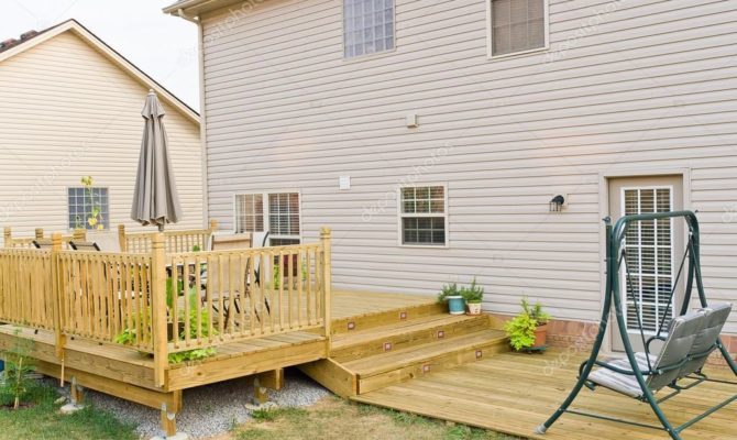backyard wood deck and railing