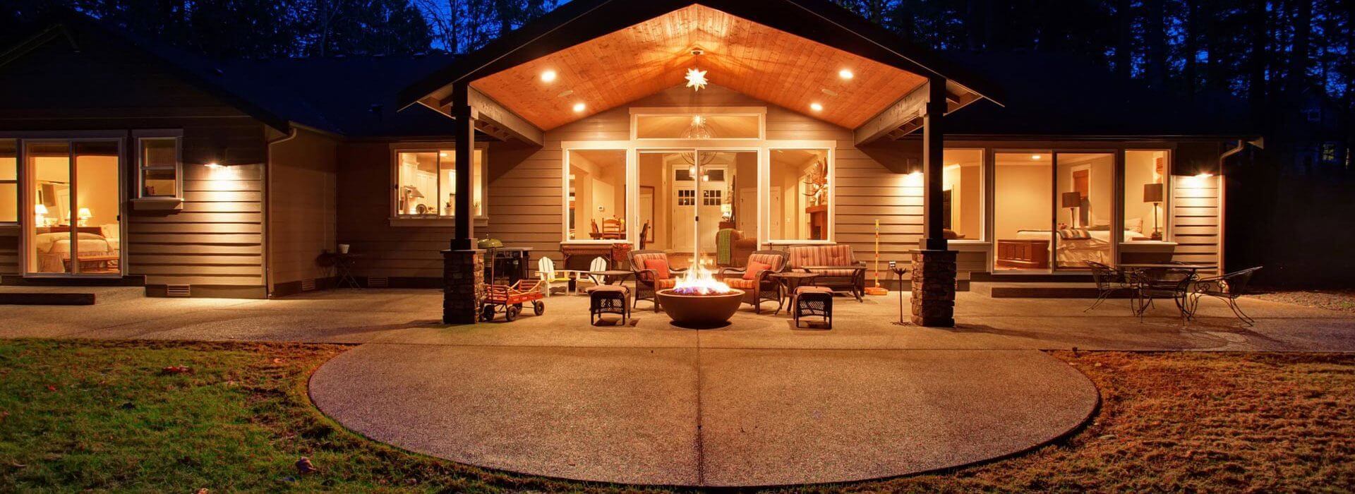 rustic wood patio cover in a cozy setting